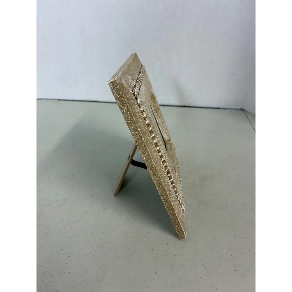 Hobby Lobby Tan Square Beaded Rustic Weathered Wood Look Picture Frame‎ 5524998
